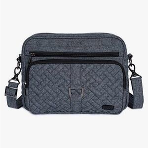Lug CAROUSEL XL Heather Gray RFID Protection Multi Pocket Travel Crossbody Bag